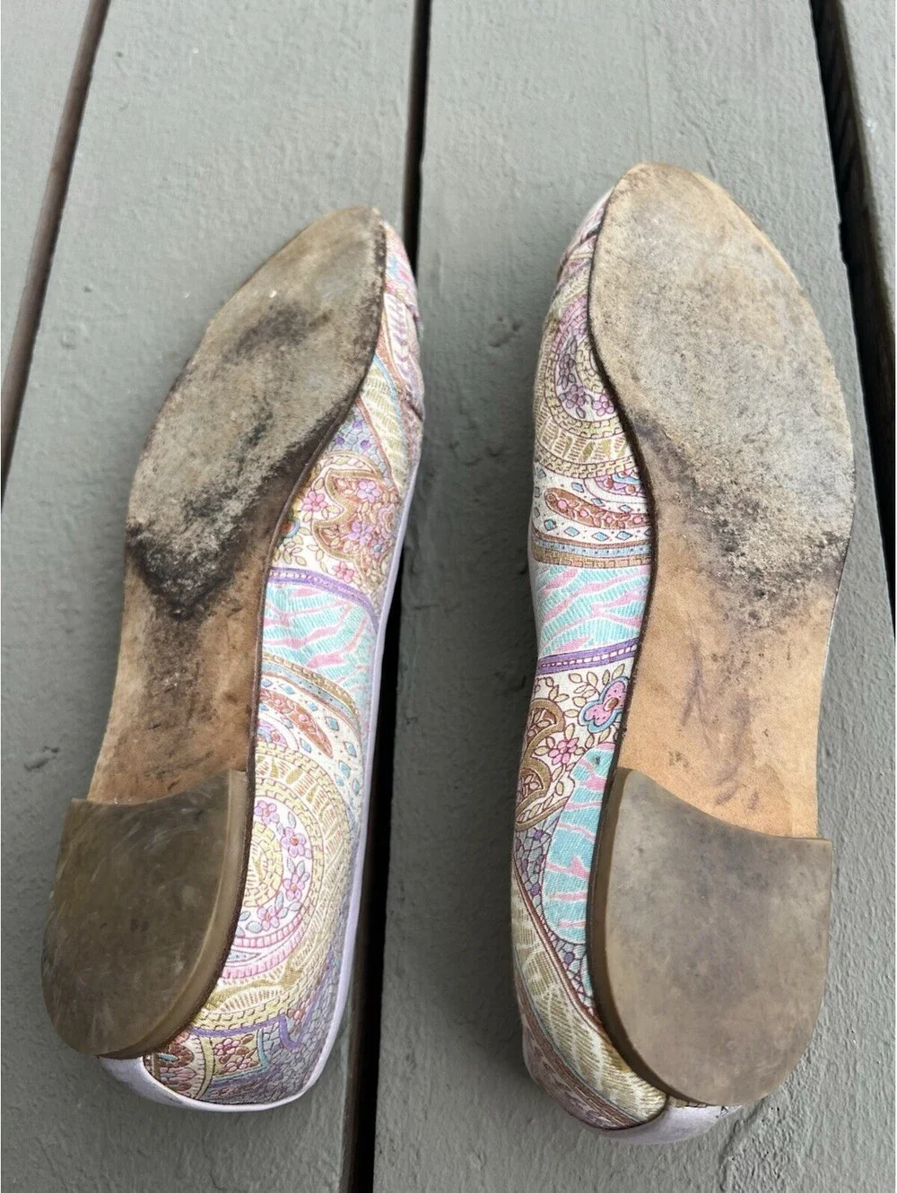 Stuart Weitzman Women's Shoes Paisley Pastel Slip On Flats Size 7.5M